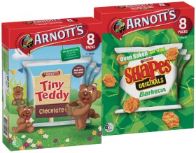 Arnott%26%23039%3Bs+Tiny+Teddy+or+Minis+7%E2%80%918+Pack%2C+Shapes+or+Bluey+8+Pack+or+Snack+Right+150g+Selected+Varieties