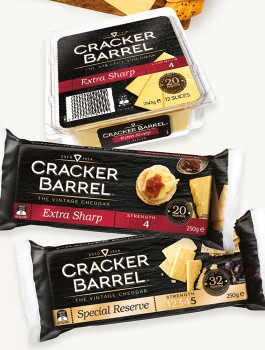 Cracker+Barrel+The+Vintage+Cheddar+Cheese+Block+250g+or+Slices+12+Pack+Selected+Varieties