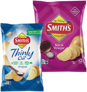 Smith%26rsquo%3Bs+Thinly+Cut+175g%2C+Crinkle+Cut+150-170g+or+Double+Crunch+150g+Chips+Selected+Varieties