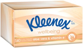 Kleenex+Wellbeing+Facial+Tissues+3+Ply+140+Pack+Selected+Varieties