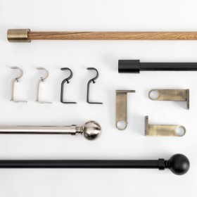 Calvin+Extendable+Oak+Look+Brass+Rod+Set+by+Habitat