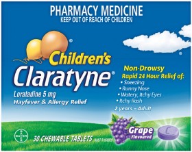 Claratyne+Children%26%23039%3Bs+Hayfever+%26amp%3B+Allergy+Relief+Grape+Flavoured+30+Chewable+Tablets