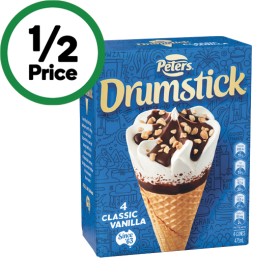 Peters+Drumstick+Ice+Cream+475-490ml+Pk+4-6+%26ndash%3B+Excludes+Plant+Based+%26ndash%3B+From+the+Freezer