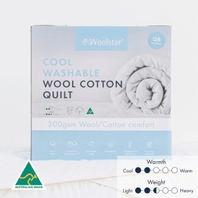 Cool+200gsm+Washable+Australian+Wool+Cotton+Quilt+by+Woolstar