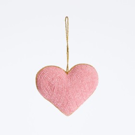 Pink+Beaded+Heart+Christmas+Hanging+Decoration+by+Habitat