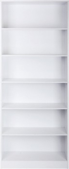 5-Tier-Wide-Bookcase-180x295x60cm-White on sale