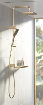 Caroma-Brushed-Brass-Luna-Multifunction-Rail-Shower-with-Overhead on sale