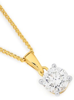 Alora+14ct+Gold+1+Carat+Lab+Grown+Diamond+Solitaire+Pendant