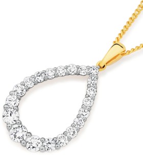 Alora+10ct+Gold+1+Carat+TW+Lab+Grown+Diamond+Pear+Pendant