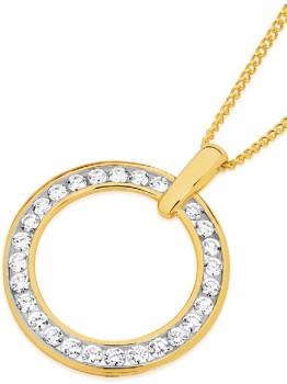 Alora+10ct+Gold+1+Carat+TW+Lab+Grown+Diamond+Circle+Pendant