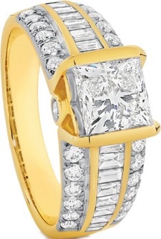 Limited+Edition+Alora+14ct+Gold+2+1%2F2+Carats+TW+Lab+Grown+Diamond+Princess+Cut+Three+Row+Ring