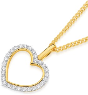 9ct+Gold+Diamond+Open+Heart+Pendant