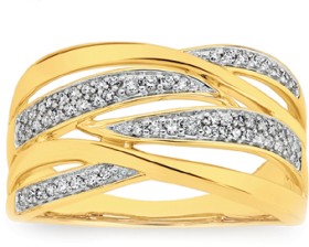 9ct+Gold+Diamond+Wide+Crossover+Band