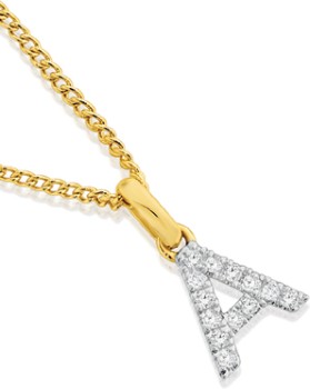 9ct+Gold+Diamond+Initial+%26%23039%3BA%26%23039%3B+Block+Pendant