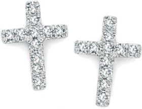 Exquisites+9ct+Gold+Diamond+Cross+Stud+Earrings