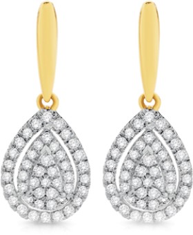 9ct+Gold+Diamond+Earrings