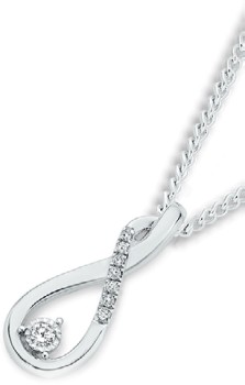 9ct+White+Gold+Diamond+Infinity+Twist+Pendant