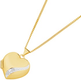 9ct+Two+Tone+Gold+Diamond+Heart+Locket