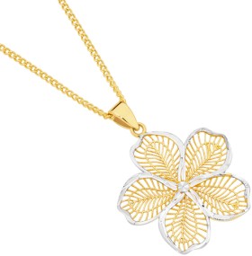 9ct-Two-Tone-Gold-Flower-Pendant on sale