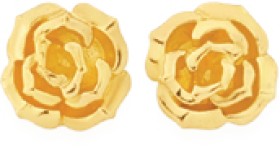 9ct+Gold+Rose+Stud+Earrings