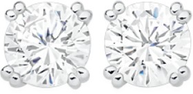 Sterling+Silver+6.5mm+Cubic+Zirconia+4+Double+Claw+Stud+Earrings