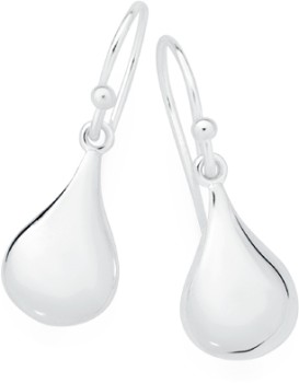 Sterling+Silver+Wide+Pear+Hook+Earrings