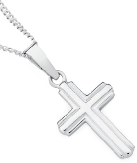 Sterling+Silver+20mm+Lined+Cross+Pendant