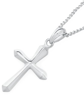 Sterling+Silver+Bevel+Centre+Cross+Pendant