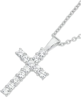 Sterling+Silver+Cubic+Zirconia+Claw+Set+Cross+Pendant