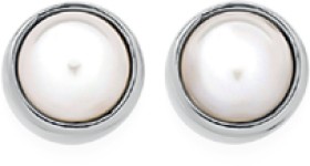 Sterling+Silver+White+Pearl+Bezel+Stud+Earrings