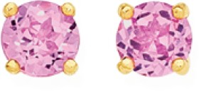 9ct+Gold+Created+Pink+Sapphire+Stud+Earrings