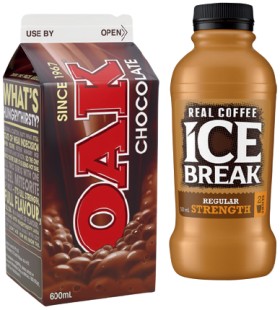 Oak+Flavoured+Milk+600mL%2C+Ice+Break+Real+Coffee+or+Breaka+500mL+Selected+Varieties