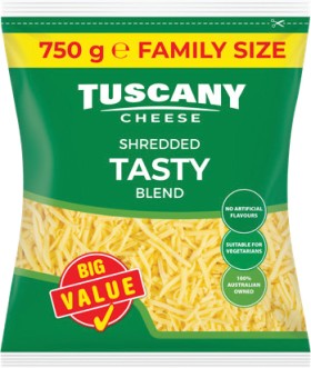 Tuscany+Shredded+Tasty+Cheese+Family+Size+750g