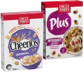 Uncle+Tobys+Plus+410-435g+or+Cheerios+320g+Cereal+Selected+Varieties