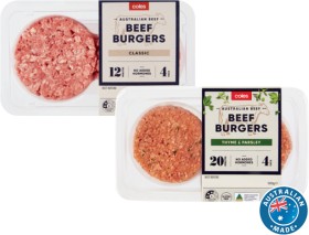 Coles-Classic-Burgers-400g-500g on sale