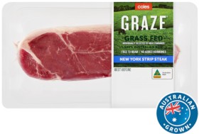 Coles+Australian+No+Added+Hormones+GRAZE+Grass+Fed+Beef+New+York+Strip+Steak+380g