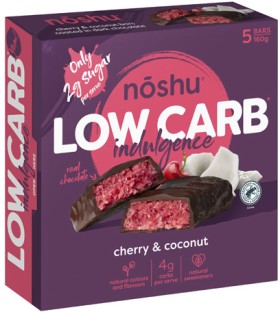 N%26otilde%3Bshu+Low+Carb+Cherry+%26amp%3B+Coconut+Indulgence+Bars+5+Pack+160g