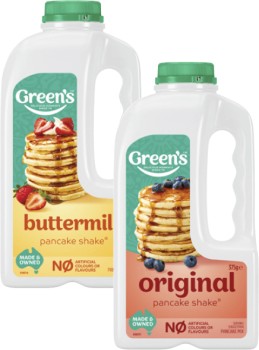 Greens-Pancake-Shake-300g-375g on sale