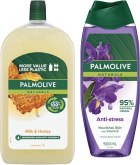 Palmolive+Liquid+Hand+Wash+Refill+1+Litre+or+Naturals+Body+Wash+500mL