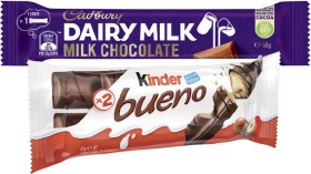 Kinder-Bueno-3943g-Cadbury-Medium-Bars-3050g-Rolls-4055g-Frys-Turkish-Delight-or-Toblerone-50g-Selected-Varieties on sale