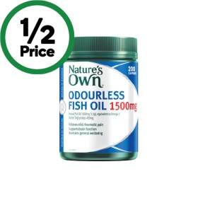 Natures-Own-Odourless-Fish-Oil-1500mg-Pk-200 on sale