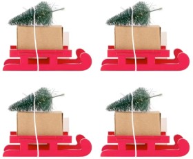 4+Pack+Red+Sleigh+Placecard+Holders