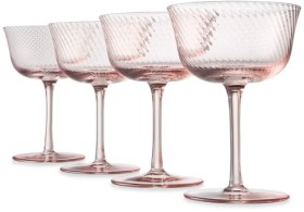 4-Pink-Swirl-Coupe-Glasses on sale