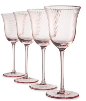 4+Pink+Swirl+Wine+Glasses