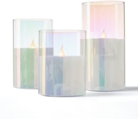 3+Pack+White+Iridescent+LED+Candles