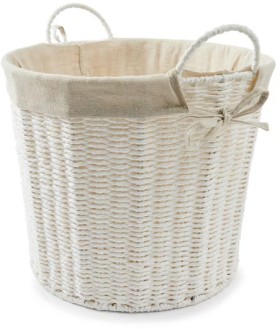 Round+Paper+Rope+Basket+with+Liner+-+White