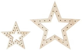 2-Pack-Battery-Operated-LED-Light-Up-Wooden-Stars on sale