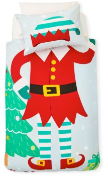 Christmas-Elf-Cotton-Rich-Reversible-Quilt-Cover-Set-Single-Bed on sale