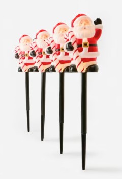 4+Pack+Solar+Powered+LED+Light+Up+Santa+Stakes