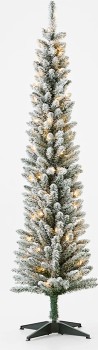 Anko+1.82m+%286ft%29+Flocked+Slim+Prelit+Christmas+Tree+%28H%29